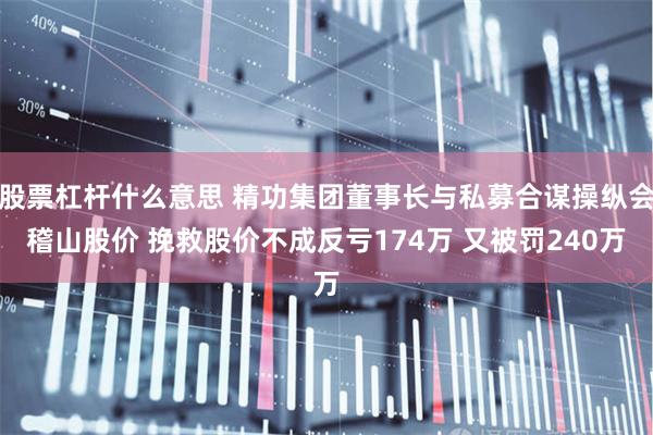 股票杠杆什么意思 精功集团董事长与私募合谋操纵会稽山股价 挽救股价不成反亏174万 又被罚240万
