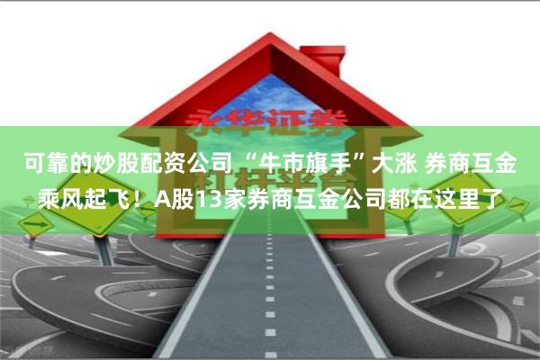 可靠的炒股配资公司 “牛市旗手”大涨 券商互金乘风起飞！A股13家券商互金公司都在这里了