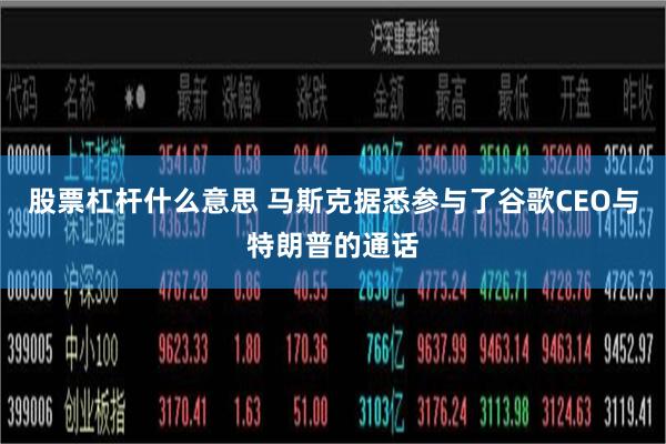 股票杠杆什么意思 马斯克据悉参与了谷歌CEO与特朗普的通话