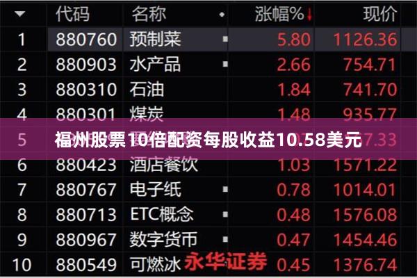 福州股票10倍配资每股收益10.58美元